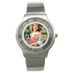 Girl With Dog Stainless Steel Watch by vintage2030