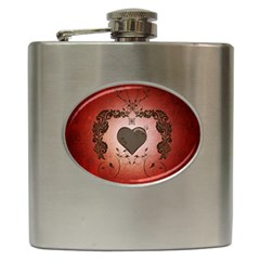 Wonderful Heart With Decorative Elements Hip Flask (6 Oz) by FantasyWorld7