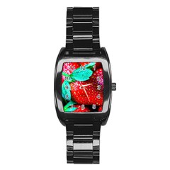 Red Strawberries Stainless Steel Barrel Watch by FunnyCow