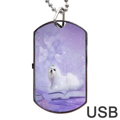 Cute Little Maltese, Soft Colors Dog Tag Usb Flash (two Sides) by FantasyWorld7