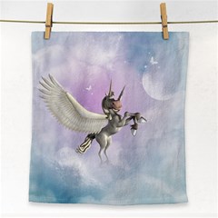 Cute Little Pegasus In The Sky, Cartoon Face Towel by FantasyWorld7