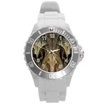 Fractal Art Graphic Design Image Round Plastic Sport Watch (L) Front