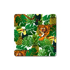 Tropical Pelican Tiger Jungle Square Magnet by snowwhitegirl