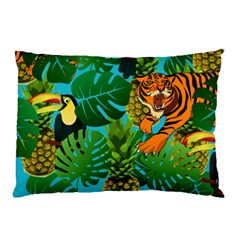 Tropical Pelican Tiger Jungle Blue Pillow Case by snowwhitegirl