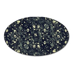 Dark Floral Collage Pattern Oval Magnet by dflcprints