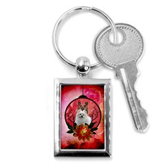 Cute Pemeranian With Flowers Key Chains (rectangle)  by FantasyWorld7