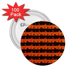 Orange And Black Spooky Halloween Nightmare Stripes 2 25  Buttons (100 Pack)  by PodArtist