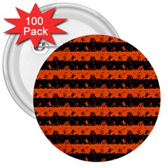 Orange And Black Spooky Halloween Nightmare Stripes 3  Buttons (100 Pack)  by PodArtist