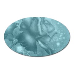 Wonderful Blue Soft Roses Oval Magnet by FantasyWorld7