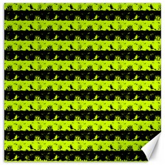 Slime Green And Black Halloween Nightmare Stripes  Canvas 20  X 20  by PodArtist