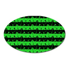 Monster Green And Black Halloween Nightmare Stripes  Oval Magnet by PodArtist