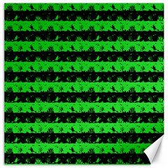 Monster Green And Black Halloween Nightmare Stripes  Canvas 20  X 20  by PodArtist