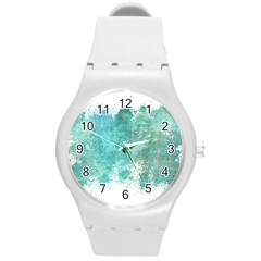 Splash Teal Round Plastic Sport Watch (m) by vintage2030