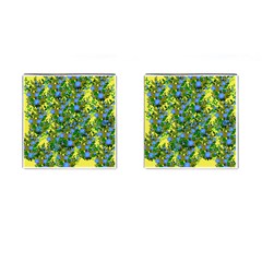 Blue Luminescent Roses Yellow Cufflinks (square) by snowwhitegirl