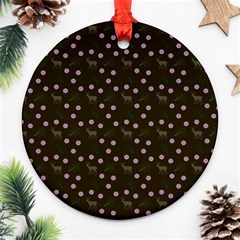 Brown Deer Trees Pattern Ornament (round) by snowwhitegirl