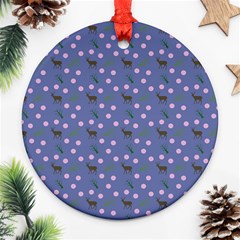 Blue Deer Pattern Ornament (round) by snowwhitegirl