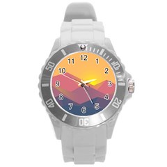 Image Sunset Landscape Graphics Round Plastic Sport Watch (l) by Sapixe