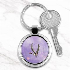 Cute Little Pegasus With Butterflies Key Chains (round)  by FantasyWorld7