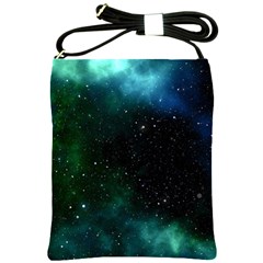 Galaxy Sky Blue Green Shoulder Sling Bag by snowwhitegirl