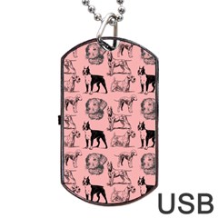 Dog Pattern Pink Dog Tag Usb Flash (two Sides) by snowwhitegirl