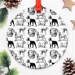 Dog Pattern White Ornament (round) by snowwhitegirl