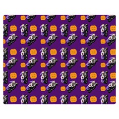 Halloween Skeleton Pumpkin Pattern Purple Double Sided Flano Blanket (medium)  by snowwhitegirl