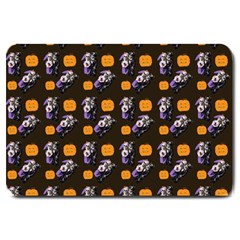 Halloween Skeleton Pumpkin Pattern Brown Large Doormat  by snowwhitegirl