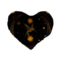 Wonderful Hummingbird With Stars Standard 16  Premium Flano Heart Shape Cushions by FantasyWorld7