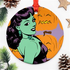 Zombie Retro Girl Ornament (round) by snowwhitegirl