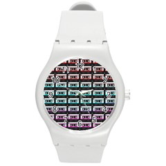 Three Color Ombre Cassette Round Plastic Sport Watch (m) by snowwhitegirl