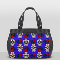 Skull Pattern Blue Oversize Office Handbag by snowwhitegirl