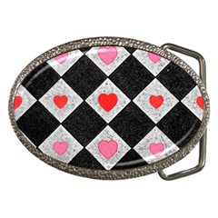 Diamonds Hearts Mosaic Pattern Belt Buckles by Simbadda