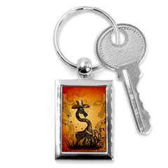 Funny Steampunk Giraffe With Hat Key Chains (rectangle)  by FantasyWorld7