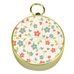 Flowers Pattern Gold Compasses by Hansue