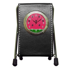 Watermelon Fruit Summer Red Fresh Pen Holder Desk Clock by Nexatart