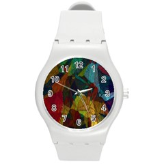 Background Color Template Abstract Round Plastic Sport Watch (m) by Sapixe