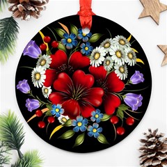 Flower Decoration Bouquet Of Flowers Ornament (round) by Sapixe