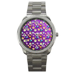 Default Floral Tissue Curtain Sport Metal Watch by Sapixe