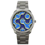 Pattern Curve Design Seamless Sport Metal Watch Front