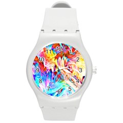 Background Drips Fluid Colorful Round Plastic Sport Watch (m) by Sapixe