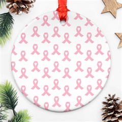 Pink Ribbon - Breast Cancer Awareness Month Ornament (round) by Valentinaart