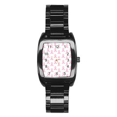 Pink Ribbon - Breast Cancer Awareness Month Stainless Steel Barrel Watch by Valentinaart