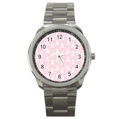 Pink Ribbon - Breast Cancer Awareness Month Sport Metal Watch by Valentinaart