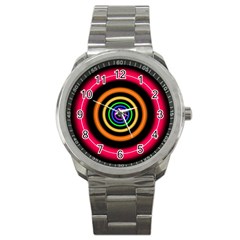 Neon Light Abstract Pattern Lines Sport Metal Watch by Sapixe