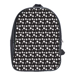 Pattern Skull Bones Halloween Gothic On Black Background School Bag (large) by genx