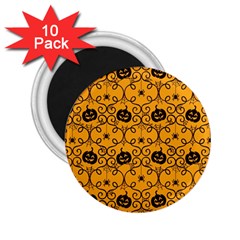 Pattern Pumpkin Spider Vintage Halloween Gothic Orange And Black 2 25  Magnets (10 Pack)  by genx