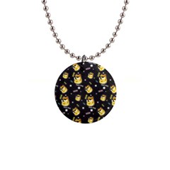 Doge Much Thug Wow Pattern Funny Kekistan Meme Dog Black Background 1  Button Necklace by snek