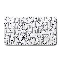 Funny Cat Pattern Organic Style Minimalist On White Background Medium Bar Mats by genx