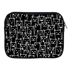 Funny Cat Pattern Organic Style Minimalist On Black Background Apple Ipad 2/3/4 Zipper Cases by genx