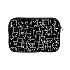 Funny Cat Pattern Organic Style Minimalist On Black Background Apple Ipad Mini Zipper Cases by genx